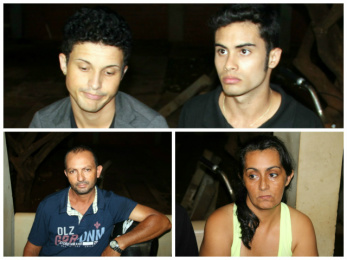 Quarteto que incluía dois funcionários da loja (rapazes da foto acima) foi preso em flagrante pela Rádio Patrulha da PM (Fotos: Osvaldo Duarte)