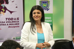 Vice-governadora do Estado, Rose Modesto (PSDB), em evento de lançamento de ações para as mulheres, nesta terça-feira (8). (Foto: Fernando Antunes)
