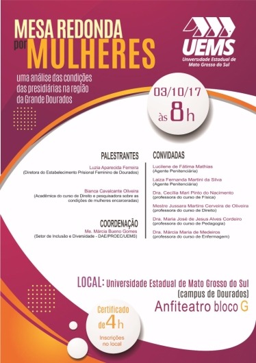 UEMS promove amanhã em Dourados debate sobre condições de presidiárias