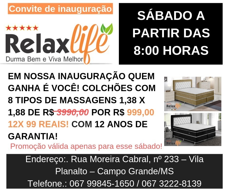 Relax Life faz mega inauguração de loja neste sábado