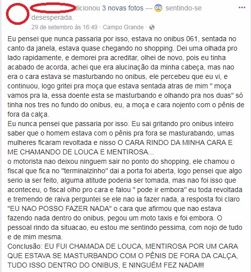 Estudante denuncia homem se masturbando em ônibus na Capital Estudante denuncia homem se masturbando em ônibus na Capital