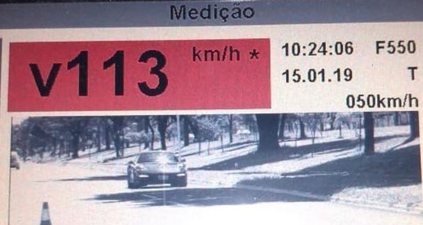 Motorista de Porsche foi flagrado a 113 km/h, infração considerada gravíssima - Divulgação / Detran