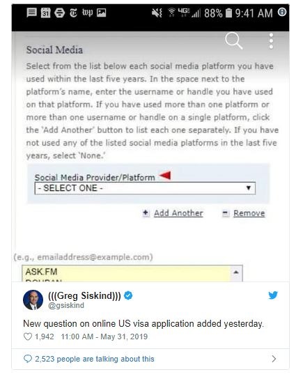 Estados Unidos passam a solicitar redes sociais no processo de pedido de visto Estados Unidos passam a solicitar redes sociais no processo de pedido de visto
