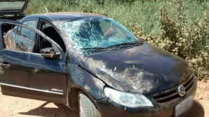 O veículo do casal ficou completamente destruído. (Foto: TL Notícias)