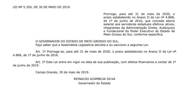 Abono salarial dos servidores válido até 2020 é sancionado pelo governador Abono salarial dos servidores válido até 2020 é sancionado pelo governador