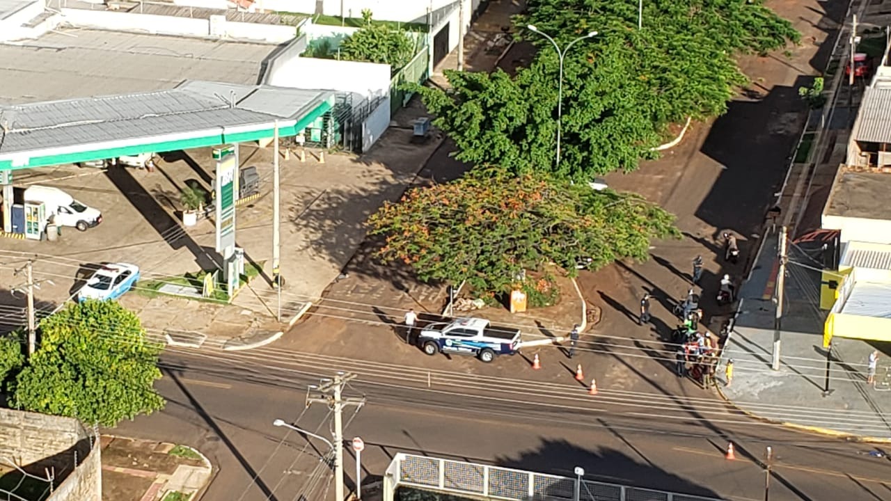 Imagem aérea feita pela aeronave da PM no Bairro Aero Rancho.