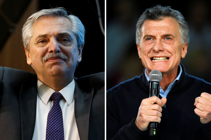 Argentina vai às urnas domingo em eleições primárias Os candidatos Alberto Fernández e Mauricio Macri: concorrentes devem abocanhar quase oito de cada dez votos em disputa. Agustin Marcarian; Ignacio Izaguirre/Reuters