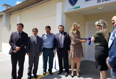 Solenidade de inauguração do novo IML de Coxim, no norte de MS (Foto: TJ-MS/Divulgação)
