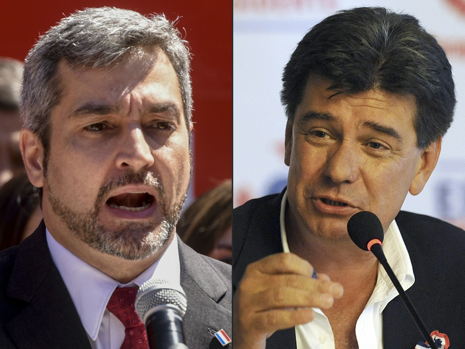Os candidatos Mario Abdo Benítez e Efraín Alegre (Foto: AFP/Norberto Duarte)