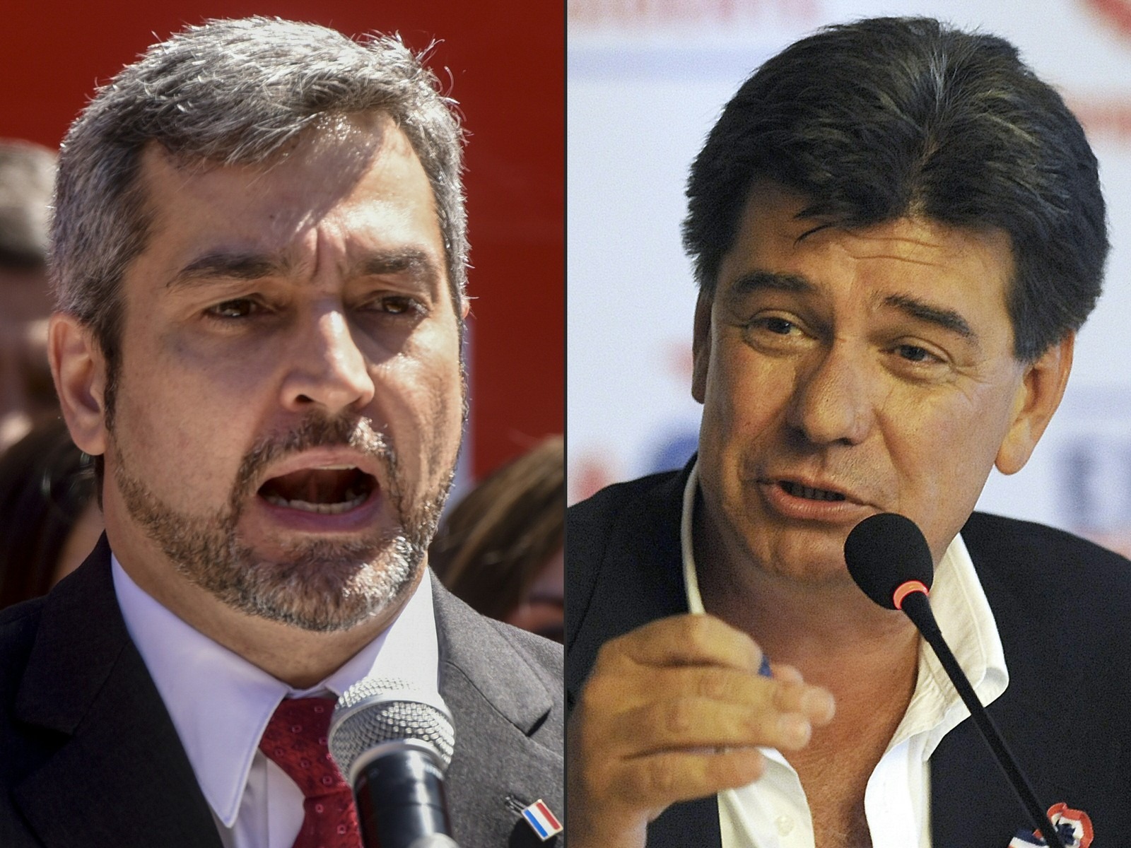 Paraguai realiza eleição presidencial neste domingo Os candidatos Mario Abdo Benítez e Efraín Alegre (Foto: AFP/Norberto Duarte)