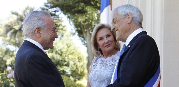 Temer recebe recebe hoje, em Brasília, o presidente do Chile O presidente Michel Temer cumprimenta o novo presidente do Chile, Sebastian Piñera em março de 2018.
