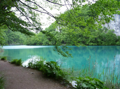 Paisagem do Parque Nacional Lagos de Plitvice, na Croácia (Foto: Regina Celia Travaglini/VC no G1 )
