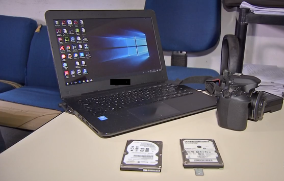Suspeito de filmar e estuprar filha tinha mais de 1 mil GB de material pornográfico Polícia apreendeu objetos de fotógrafo e encaminhou para perícia em MS (Foto: Reprodução/TV Morena)