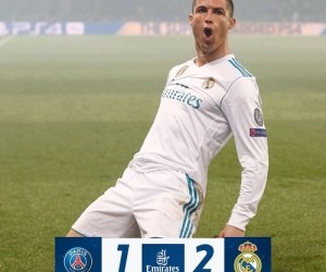 Cristiano Ronaldo comemora vitória do Real Madrid sobre o PSG - Divulgação/Real Madrid