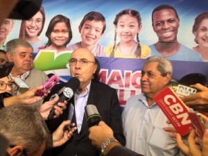 André e Meirelles participam do encontro estadual do MDB Foto: Liziane Berrocal