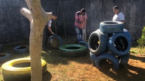 Parceria entre Semed e Agepen entrega quinto parquinho de pneus