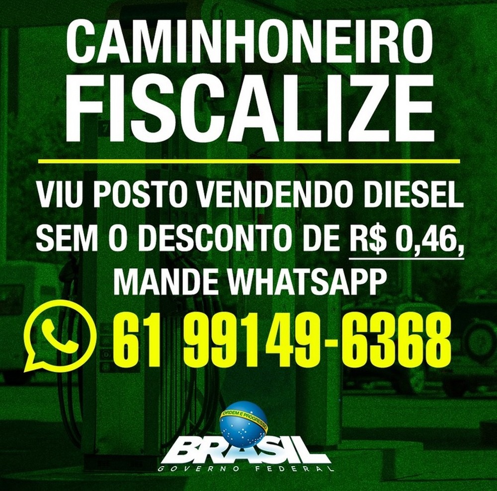 Governo divulga telefone para consumidor denunciar postos Número para consumidor denunciar posto que não repassar desconto no diesel (Foto: Reprodução)