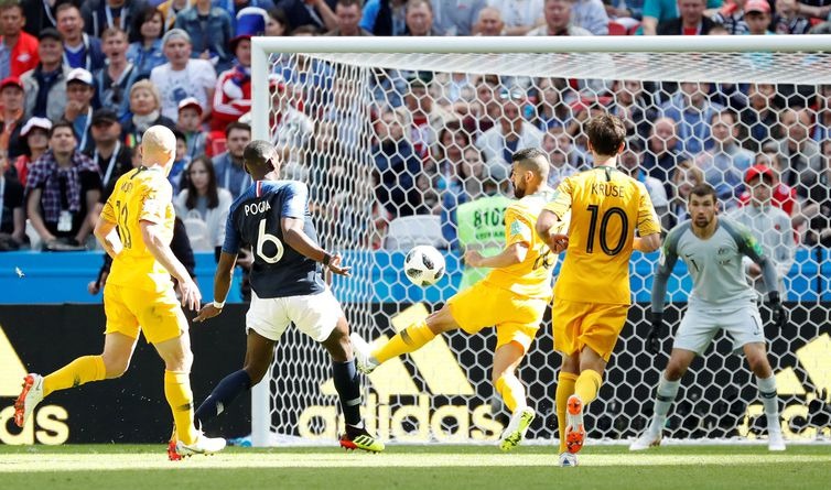 Copa 2018:França e Austrália. Paul Pogba, da França, marca seu segundo gol. - Toru Hanai/Reuters/Direitos reservados