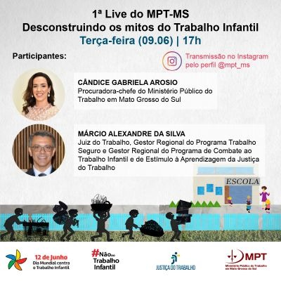 Live no dia 9 reforça campanha de combate ao trabalho infantil em Mato Grosso do Sul Divulgação