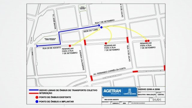 Linhas de ônibus sofrerão alteração que passam na Rua 26 de Agosto