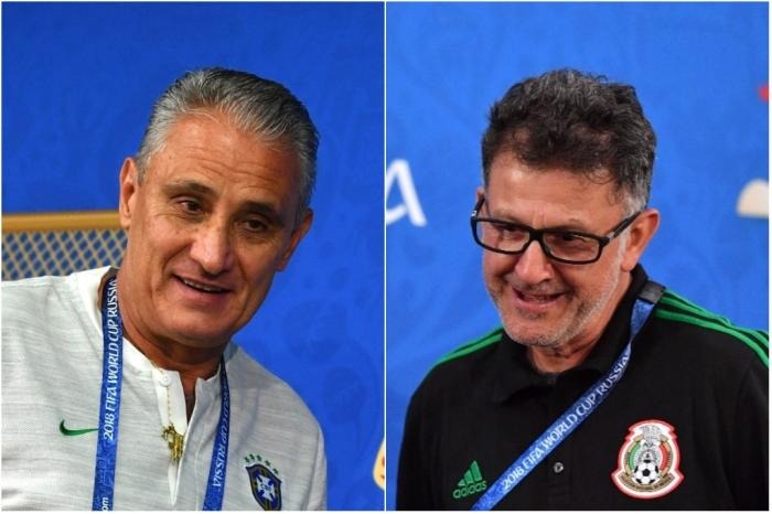 Brasil encara "amaldiçoado" México por 7ª classificação seguida às quartas Tite e Osorio são os comandantes de Brasil e México na Copa da Rússia. Yuri Kadobnov e Pascal Guyot / AFP