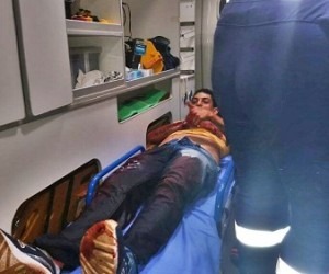 Gilnatan Araujo Ramos, conhecido como Ceará, em viatura do Samu. Ele estava com carro roubado - Sidnei Bronka/94 FM Dourados