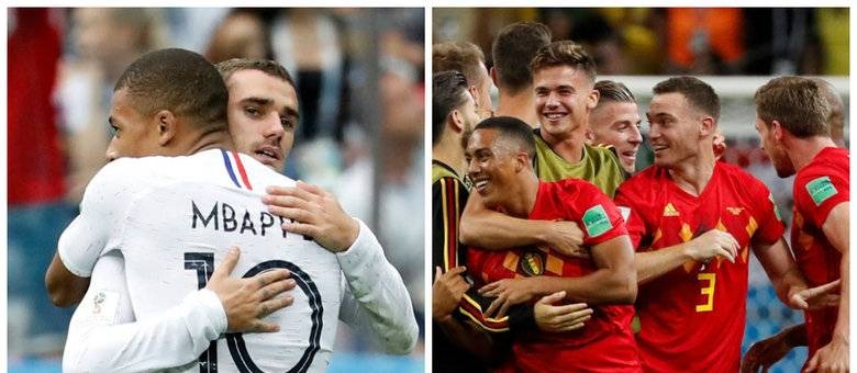 Europeus dominam as semifinais da Copa; veja os confrontos A seleção da França enfrenta a da Bélgica, em jogo entre equipes com toque de bola e velocidade. Reuters