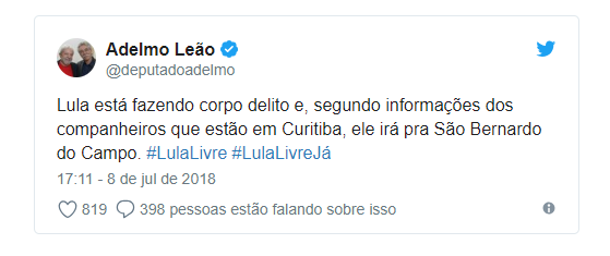 Deputado do PT diz que Lula está fazendo exame para sair da prisão Deputado do PT diz que Lula está fazendo exame para sair da prisão