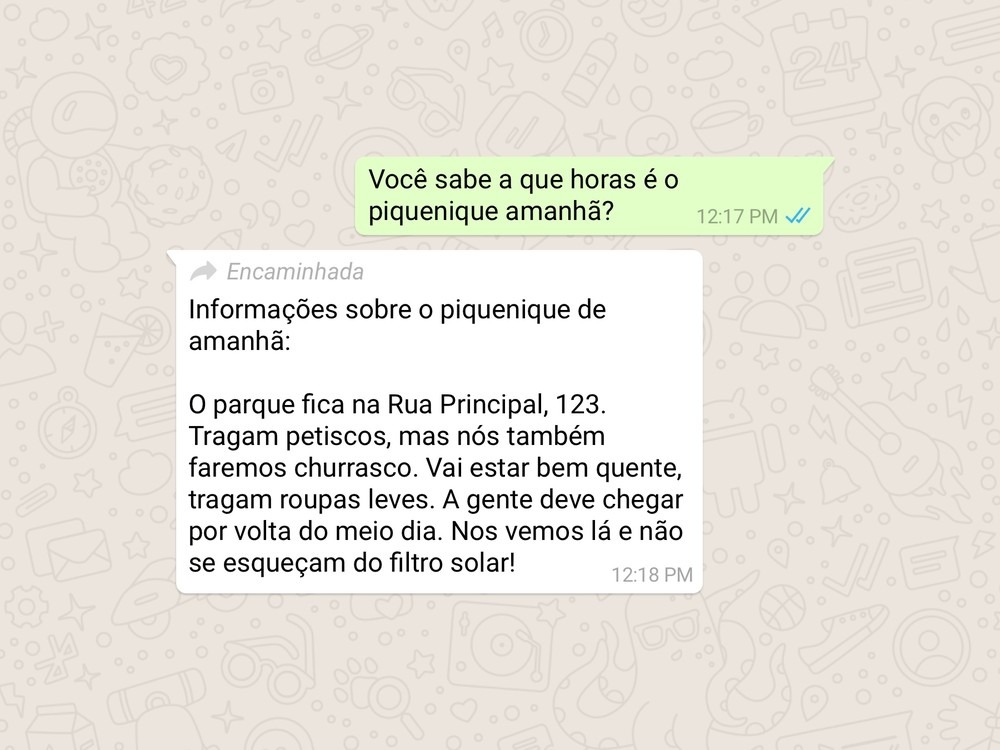 Rótulo de “encaminhada” entra em funcionamento (Foto: Divulgação / WhatsApp)