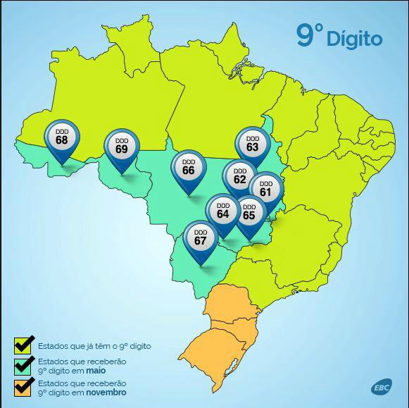 Celulares do Centro-Oeste e do Norte terão mais um dígito a partir de 29 de maio