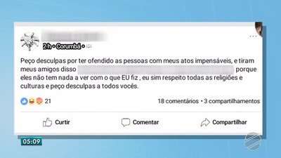 Jovem postou pedido de desculpas após repercussão (Foto: Reprodução/TV Morena)