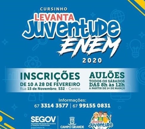 Prefeitura abre inscrições do cursinho prepatório para o Enem 2020