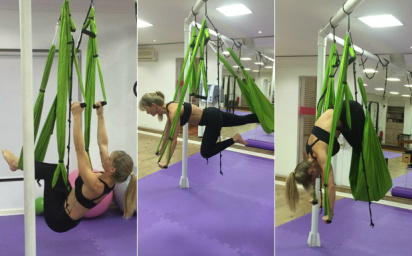 Aeropilates usa o Yoga Swing (Foto: Divulgação/ProAction Sports)
