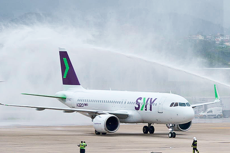 A chilena Sky Airline, segunda a ser autorizada a voar no país, faz desde novembro de 2018 voos ligando o Brasil ao Chile - Divulgação Ministério dos Transportes