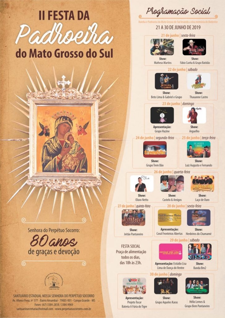 2ª Festa da Padroeira de MS será realizada de 21 a 30 de junho 2ª Festa da Padroeira de MS será realizada de 21 a 30 de junho