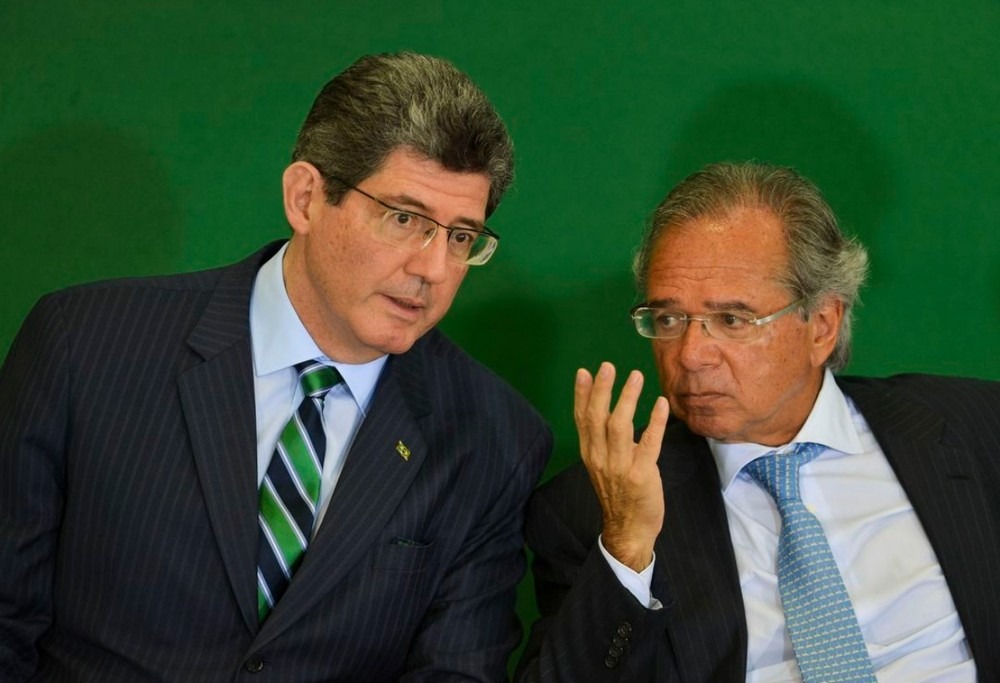 O presidente do BNDES, Joaquim Levy e o ministro da Economia, Paulo Guedes. Marcelo Camargo/Agência Brasil