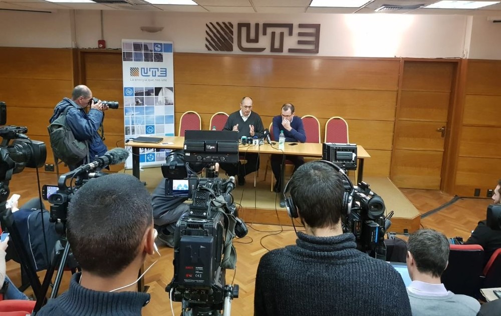 Energia começa a ser normalizada na Argentina e no Uruguai Gonzalo Casaravilla, presidente da UTE, e Guillermo Moncecchi, ministro de Indústria, Energia e Minas do Uruguai, explicam o apagão que afetou Argentina e Uruguai neste domingo (16). Divulgação/UTE
