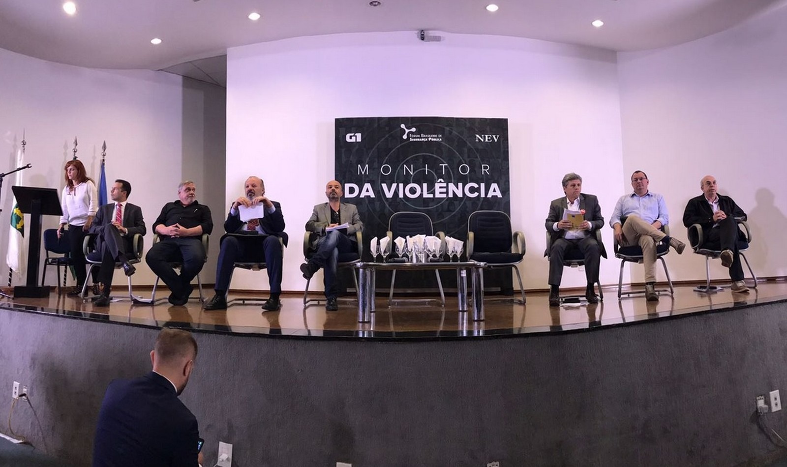 Representantes de candidatos à Presidência, em Brasília, durante debate sobre segurança pública organizado pelo Monitor da Violência. Gustavo Garcia/G1