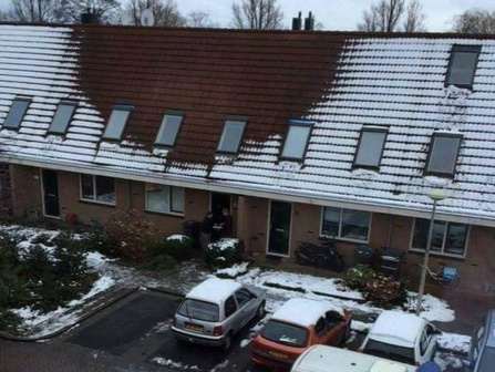 Foto divulgada pela polícia holandesa mostra telhado de casa com plantação ilegal de maconha dentro - Reprodução