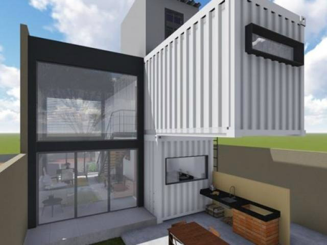 Fundos com muitos vidros em outro projeto sustentável.