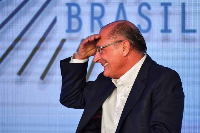 O candidato à Presidência da República, Geraldo Alckmin (PSDB), participa de fórum de tecnologia em São Paulo (SP). Nelson Almeida/AFP