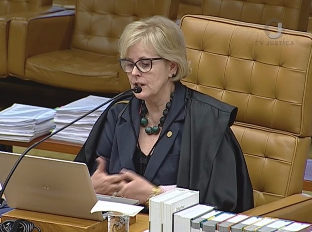 Rosa Weber durante julgamento no Supremo no início de outubro (Foto: Reprodução/TV Justiça)
