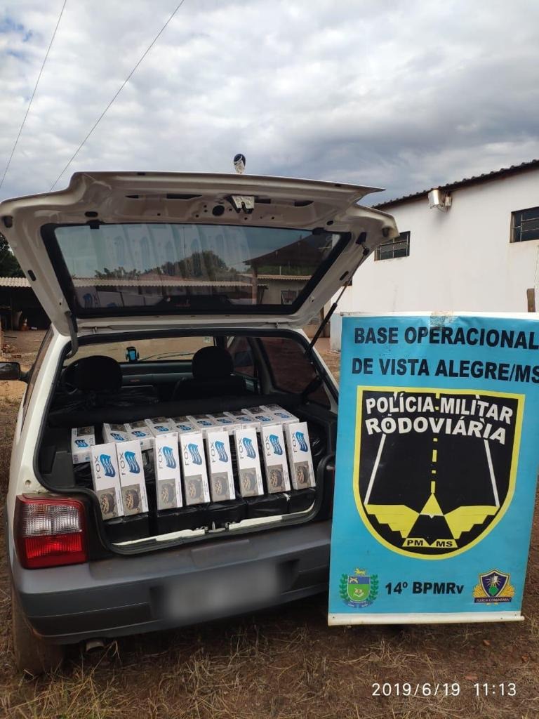 PMR apreende contrabando de cigarro do Paraguai na MS-164 Divulgação
