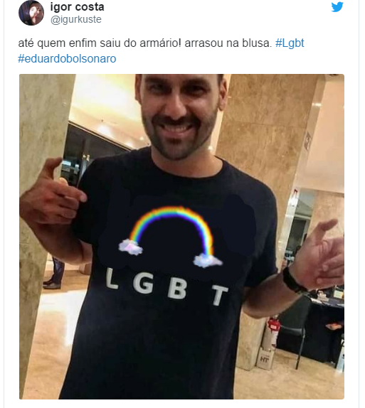 Eduardo Bolsonaro tenta ironizar sigla LGBT, mas vira piada (Redes Sociais/Reprodução)