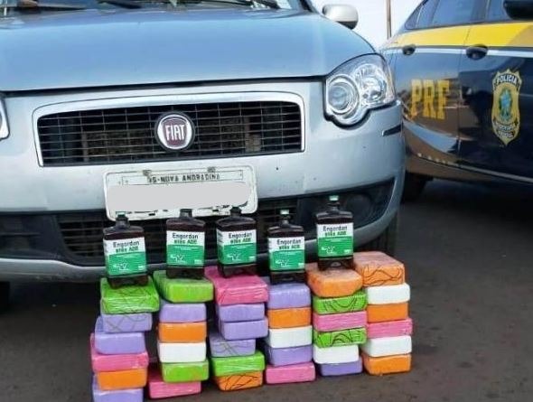 PRF e PF prendem casal com 37 quilos de cocaína na BR-463 Divulgação