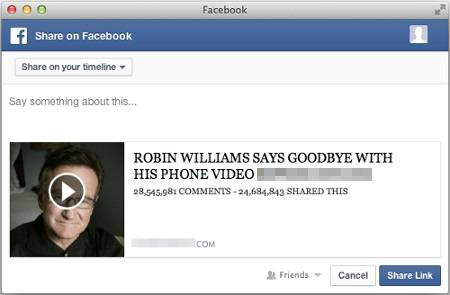Golpe no Facebook usa falso vídeo de despedida de Robin Williams Suposto Vídeo
Foto: Divulgação