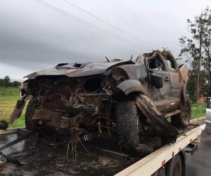 Filho de dono de frigorífico morre em acidente na BR-262 Caminhonete ficou destruída após capotagem - Aquidauana News