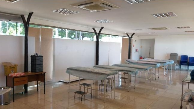 Espaços foram montados para receber foliões e contam com equipe de saúde com 10 pessoas - Divulgação/Sesau