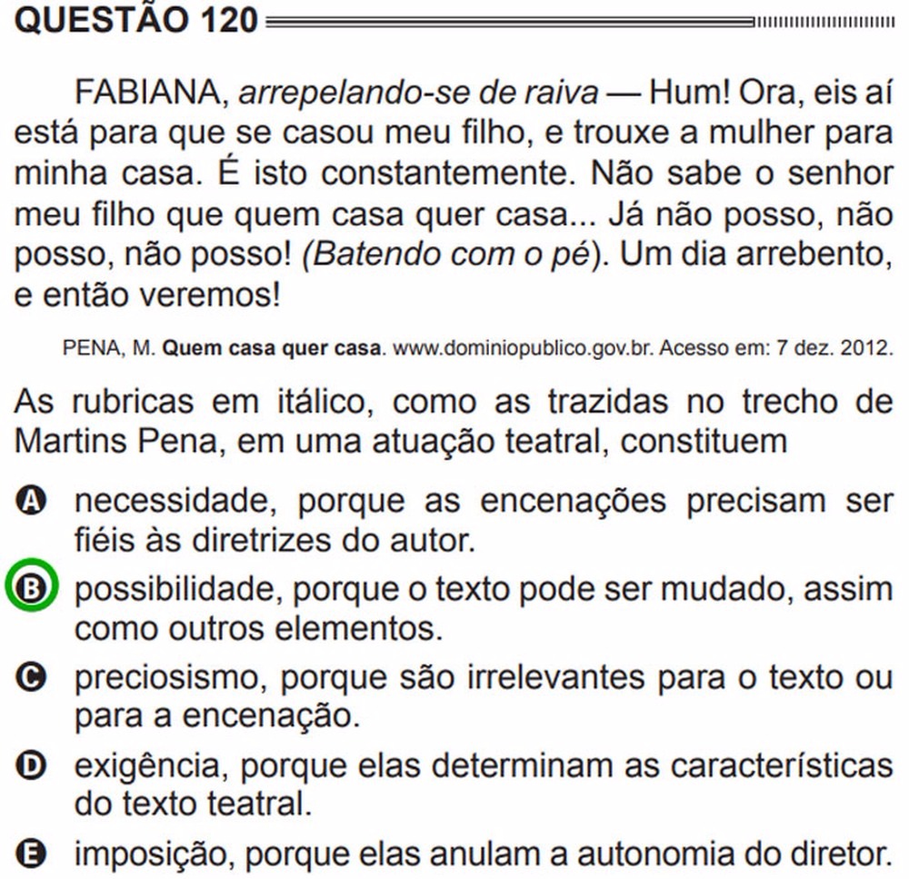 Linguagens no Enem: veja quais temas mais caem e questões resolvidas de provas anteriores Enem 2014 prova cinza questão 120 (Foto: Reprodução)