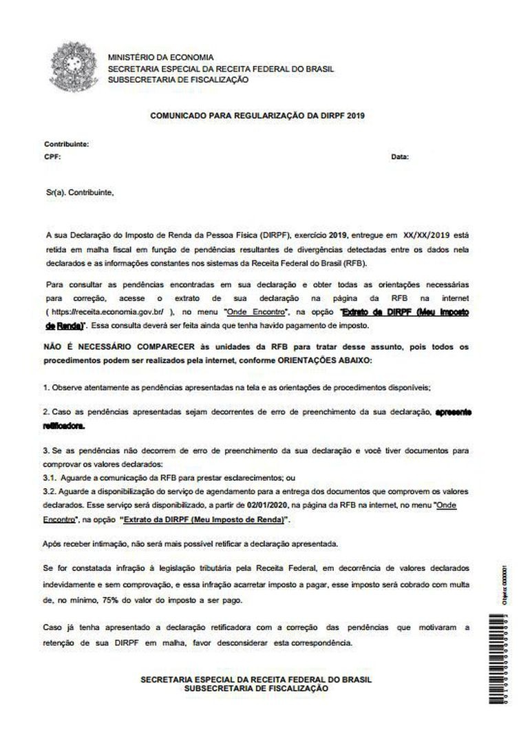 Receita Federal envia cartas a cerca de 330 mil contribuintes Receita Federal envia cartas a cerca de 330 mil contribuintes